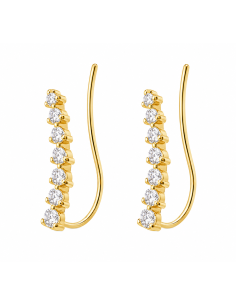Pendientes para Mujer Trepadores con 7 circonitas - Oro Amarillo 18K