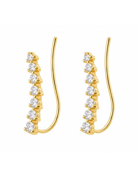 Pendientes para Mujer Trepadores con 7 circonitas - Oro Amarillo 18K