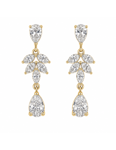 Pendientes para Mujer Chapado en Oro con Circonitas - Plata de ley