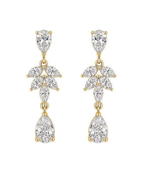 Pendientes para Mujer Chapado en Oro con Circonitas - Plata de ley