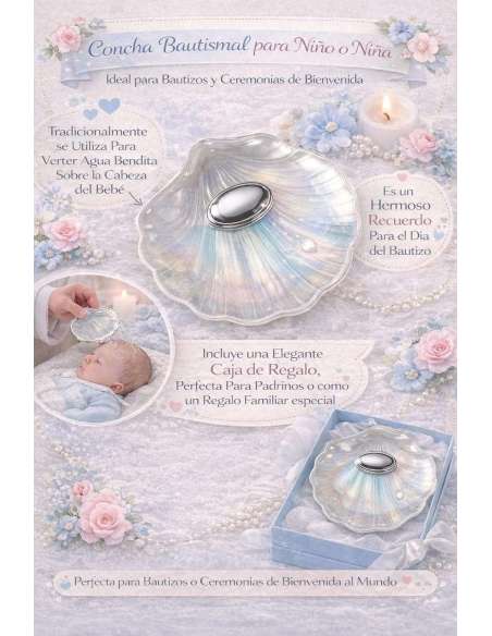 Set Infantil Cubierto Acero y Concha Cristal Nacarado con Chapa para Personalizar - Global Argenti GA1156