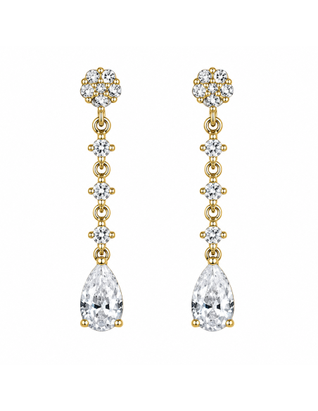 Pendientes para Mujer Chapado en Oro con Circonitas - Plata de ley
