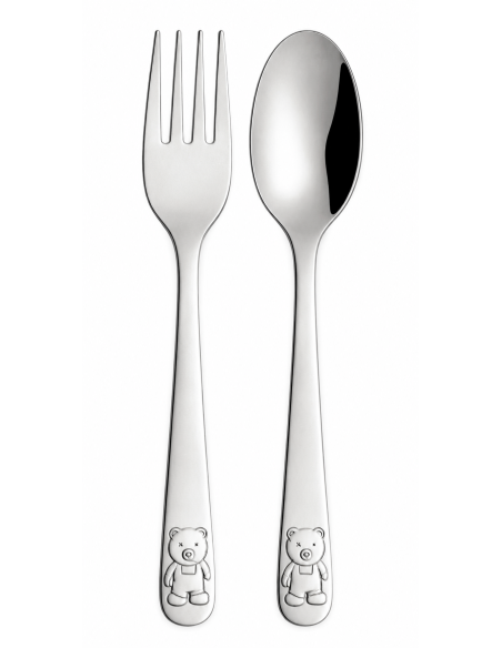 Set Infantil Cubierto Acero y Concha Cristal Nacarado con Chapa para Personalizar - Global Argenti GA1156