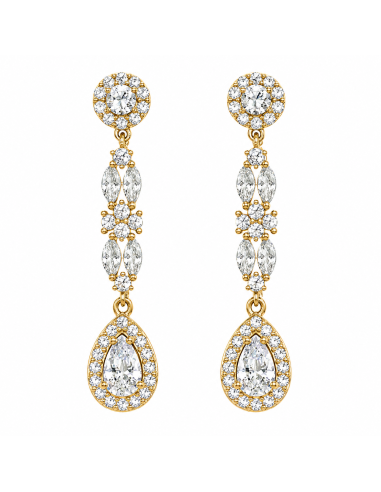 Pendientes para Mujer Chapado en Oro con Circonitas - Plata de ley