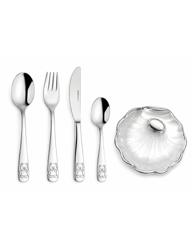 Set Infantil de Bautizo con Concha y Cubiertos Oso –  LU8227