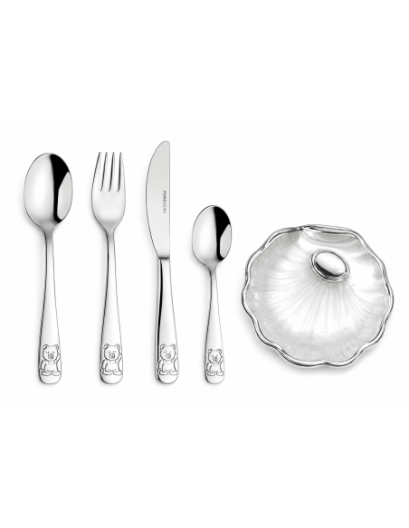 Set Infantil de Bautizo con Concha y Cubiertos Oso –  LU8227
