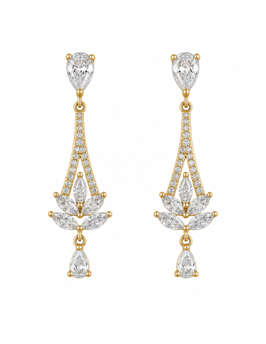Pendientes para Mujer Chapado en Oro con Circonitas - Plata de ley