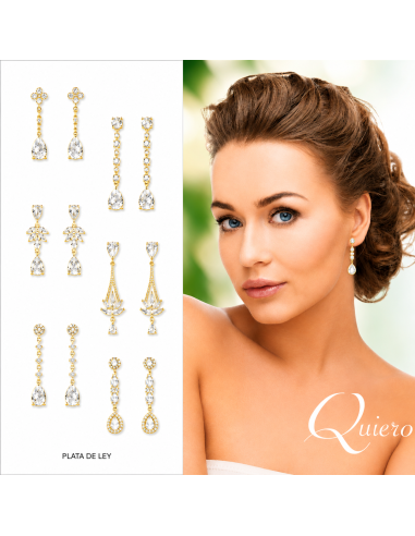 Pendientes para Mujer en Plata Chapada en Oro con Circonitas - Plata 925