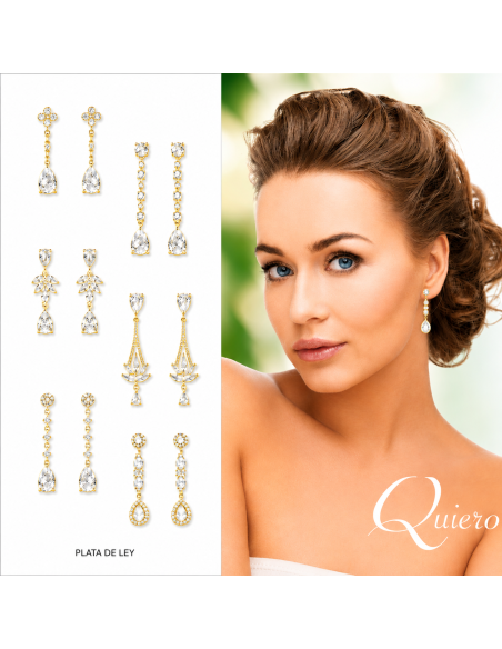 Pendientes para Mujer en Plata Chapada en Oro con Circonitas