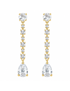 Pendientes para Mujer  Chapado en Oro con Circonitas - Plata de ley