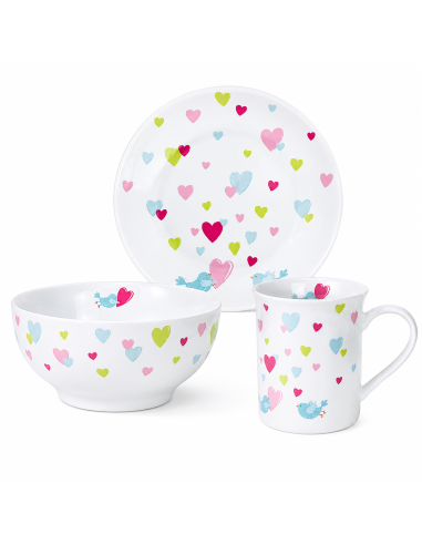 Vajilla Infantil Cora con Corazones 7 Piezas (Grabado incluido) - Puresings LU6093
