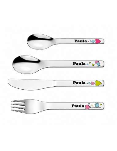 Vajilla Infantil Cora con Corazones 7 Piezas (Grabado incluido) - Puresings LU6093