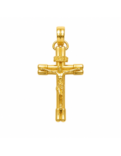 Colgante Cristo Crucificado en Cruz de Madera - Oro Amarillo 18K
