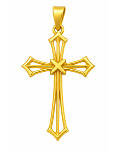 Colgante Cruz Calada - Oro Amarillo y Blanco 18k