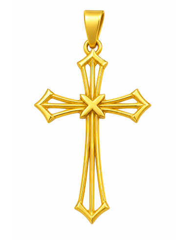 Colgante Cruz Calada - Oro Amarillo y Blanco 18k