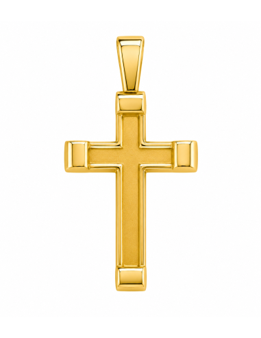 Colgante Cruz con Acabado en mate y Brillo - Oro Amarillo 18K