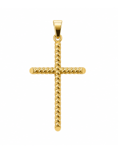 Colgante Cruz Tallada con Terminales Redondos - Oro Amarillo 18K