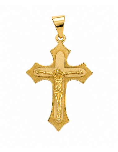 Colgante Cruz con Fondo Mate - Oro Amarillo 18K
