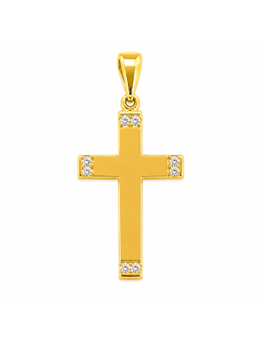 Colgante Cruz  con Circonitas Diseño Clásico y Elegante - Oro Amarillo 18K