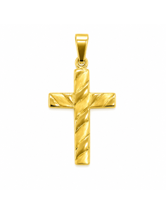 Colgante Cruz de Oro Amarillo Tallada - Oro Amarillo 18K
