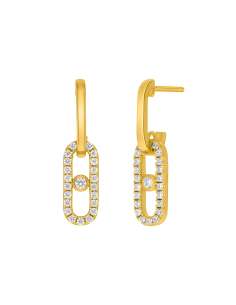 Pendientes para Mujer Eslabón con Circonitas Plata Chapada en Oro - Marea  D02801/AS