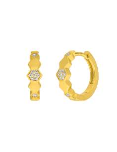 Pendientes para Mujer Aro Hexagonal con Circonitas Plata Chapada en Oro - Marea  D03201/BP