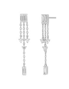 Pendientes para Mujer Largos con Circonitas y Cadenas Plata - Marea D04101/AU
