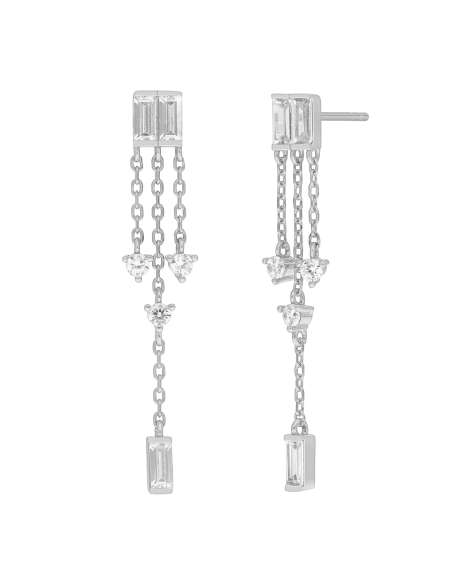 Pendientes para Mujer Largos con Circonitas y Cadenas Plata - Marea D04101/AU