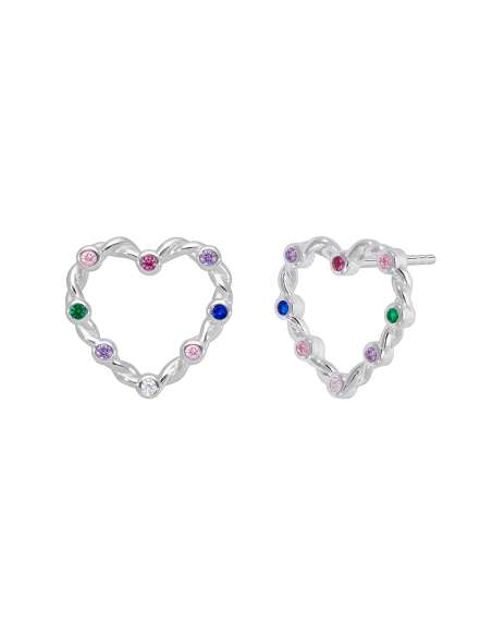 Pendientes para Mujer Corazón con Circonitas Multicolor Plata - Marea D026601/AA