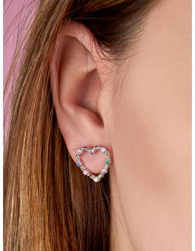 Pendientes Marea Largos con Circonitas y Cadenas en Plata de Ley