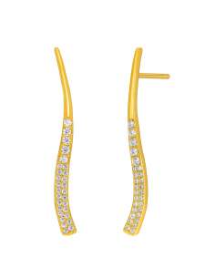 Pendientes para Mujer Curvos con Circonitas Plata Chapada - Marea D03201/BN