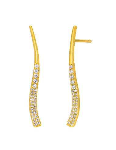 Pendientes para Mujer Curvos con Circonitas Plata Chapada - Marea D03201/BN
