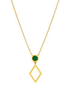Collar para Mujer Geométrico con Ágata Verde Plata Chapada - Marea D03507/BR