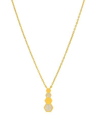 Collar para Mujer Hexágonos con Circonitas Plata Chapada - Marea D03207/BH
