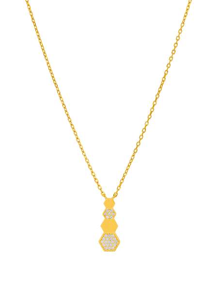 Collar para Mujer Hexágonos con Circonitas Plata Chapada - Marea D03207/BH