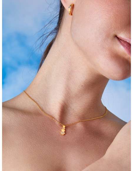 Collar Marea Hexágonos con Circonitas en Plata Chapada en Oro
