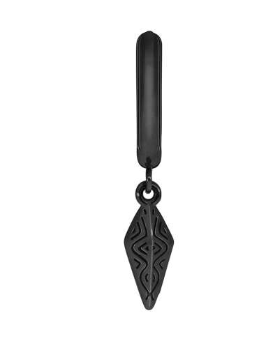 Pendiente Aro Negro con Colgante Tribal de Acero | Joyería Jiménez Santa Pola