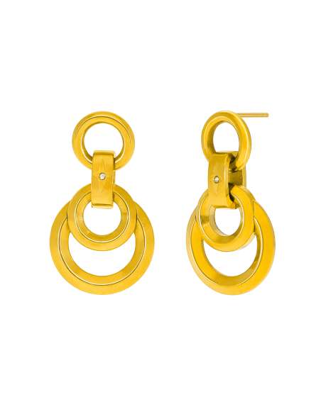Pendientes de Acero Chapado en Oro con Aros Colgantes | Joyería Jiménez Santa Pola
