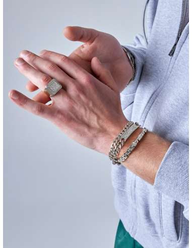 Pulsera para Hombre de Acero Inoxidable con Circonitas Blancas