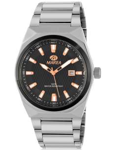 Reloj para Hombre de Acero con Esfera Negra y Detalles en Oro Rosa- Marea B36223/2