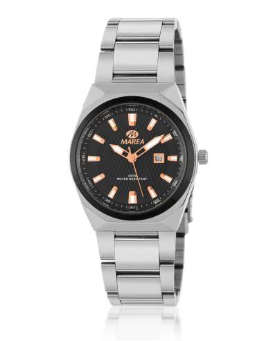 Reloj para Mujer con Esfera Negra y Detalles en Oro Rosa - Marea B36224/2