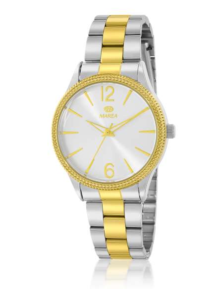 Reloj para Mujer esfera plateada con Bisel Dorado - Marea B41413/6