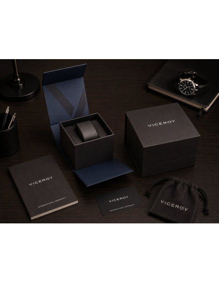 Reloj para Hombre Acero Negro con Esfera Multifunción y Detalles Rosados - Viceroy 42383-16
