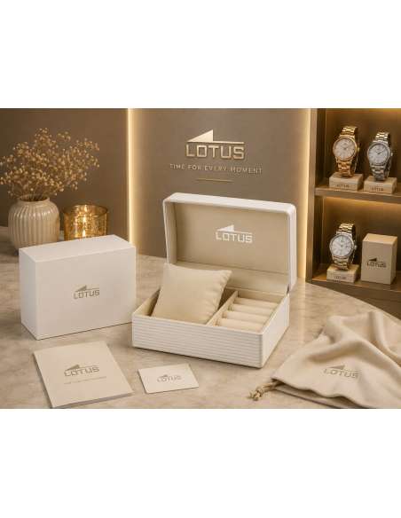 Reloj para Mujer Lotus con Correa Rígida Plateada y Bisel con Circonitas