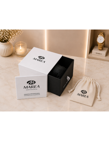 Pack Reloj y Complementos para Mujer Malla Milanesa Plateada y Dorada con Pendientes - Marea B41408/13