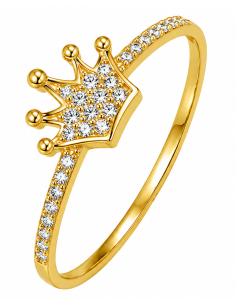 Anillo para Mujer Corona con Circonitas - Oro Amarillo 18K