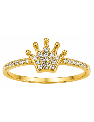 Anillo para Mujer Corona con Circonitas - Oro Amarillo 18K