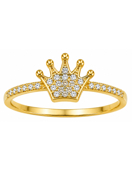 Anillo para Mujer Corona con Circonitas - Oro Amarillo 18K