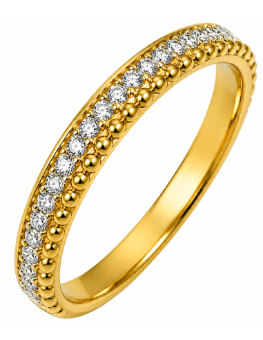 Anillo para Mujer con Circonitas y Bolitas - Oro Amarillo 18K