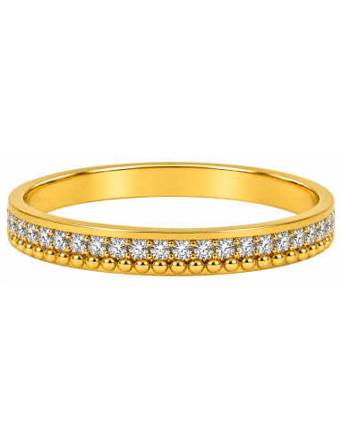 Anillo para Mujer con Circonitas y Bolitas - Oro Amarillo 18K